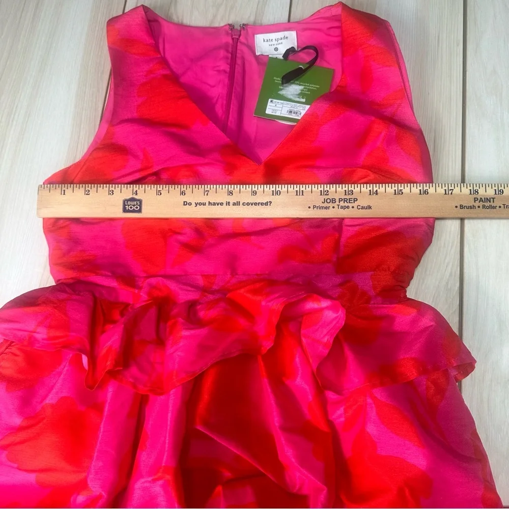 Kate Spade x‎ Target Classic Rose Peplum Midi Dress in Pink and Red Size 6 NWT